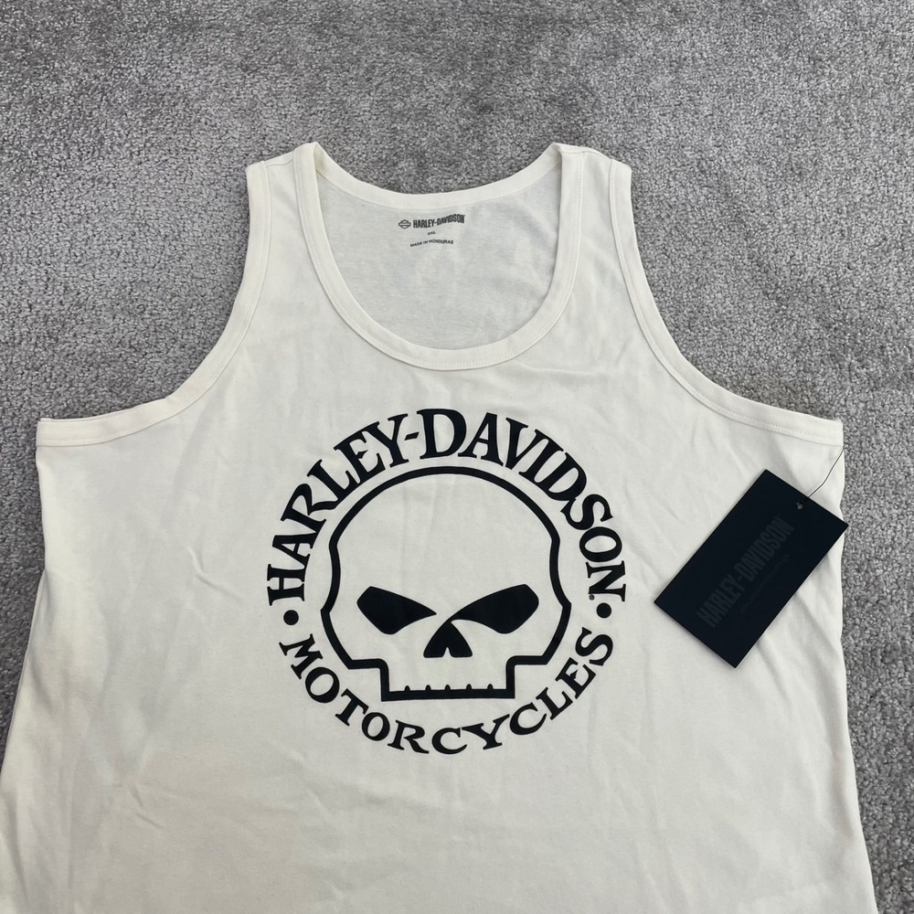Harley Davidson Tank Top Womens 2XL Willie G Skull Biker Streetwear White NWT